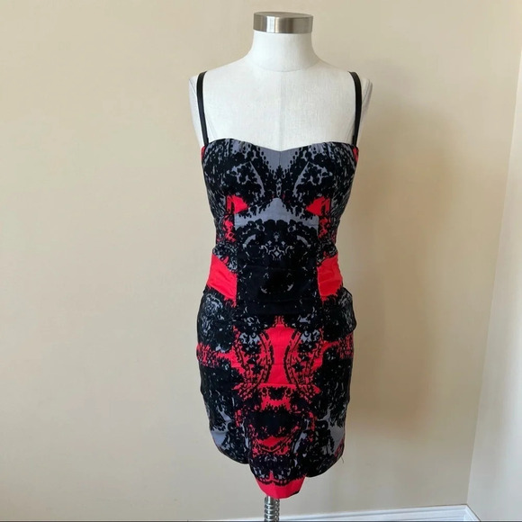 Nanette Lepore patterned strappy bodycon dress 5723 - Picture 2 of 8